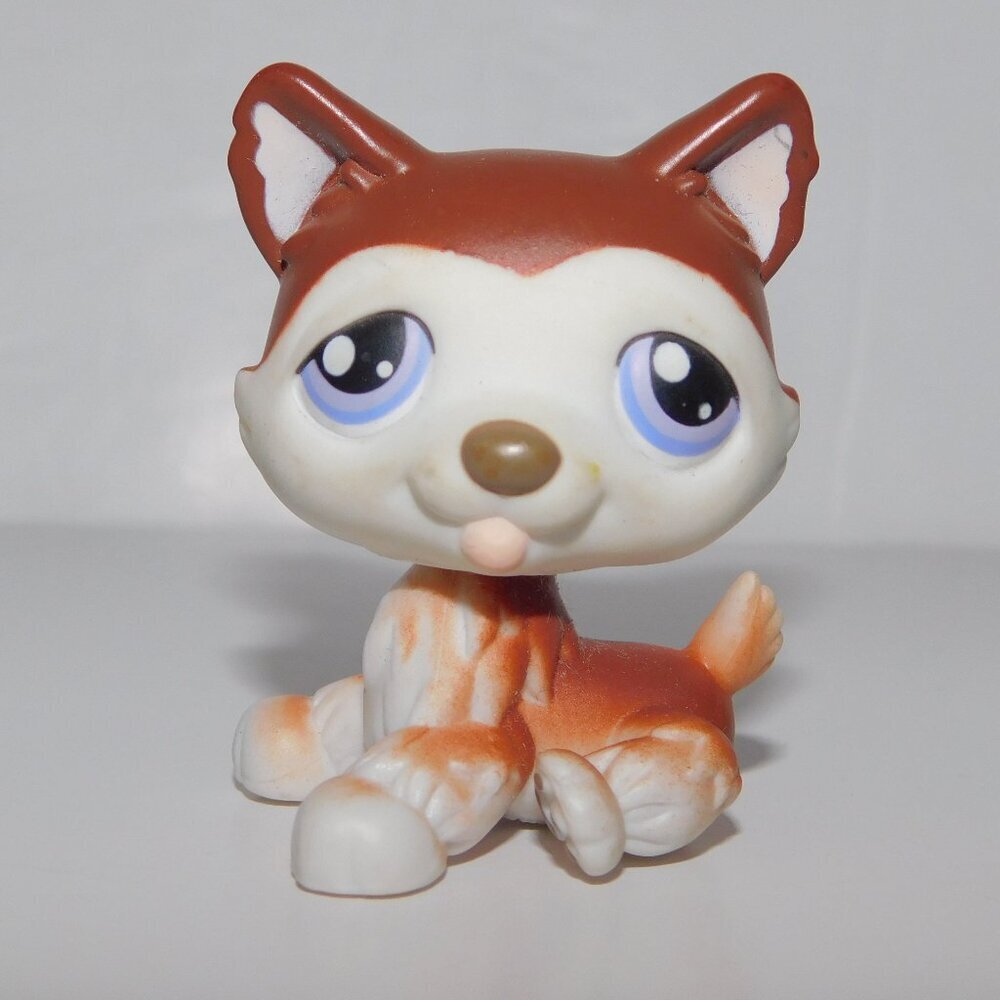 2007 Littlest Pet Shop LPS #427 Brown Husky with Purple eyes Figure Hasbro